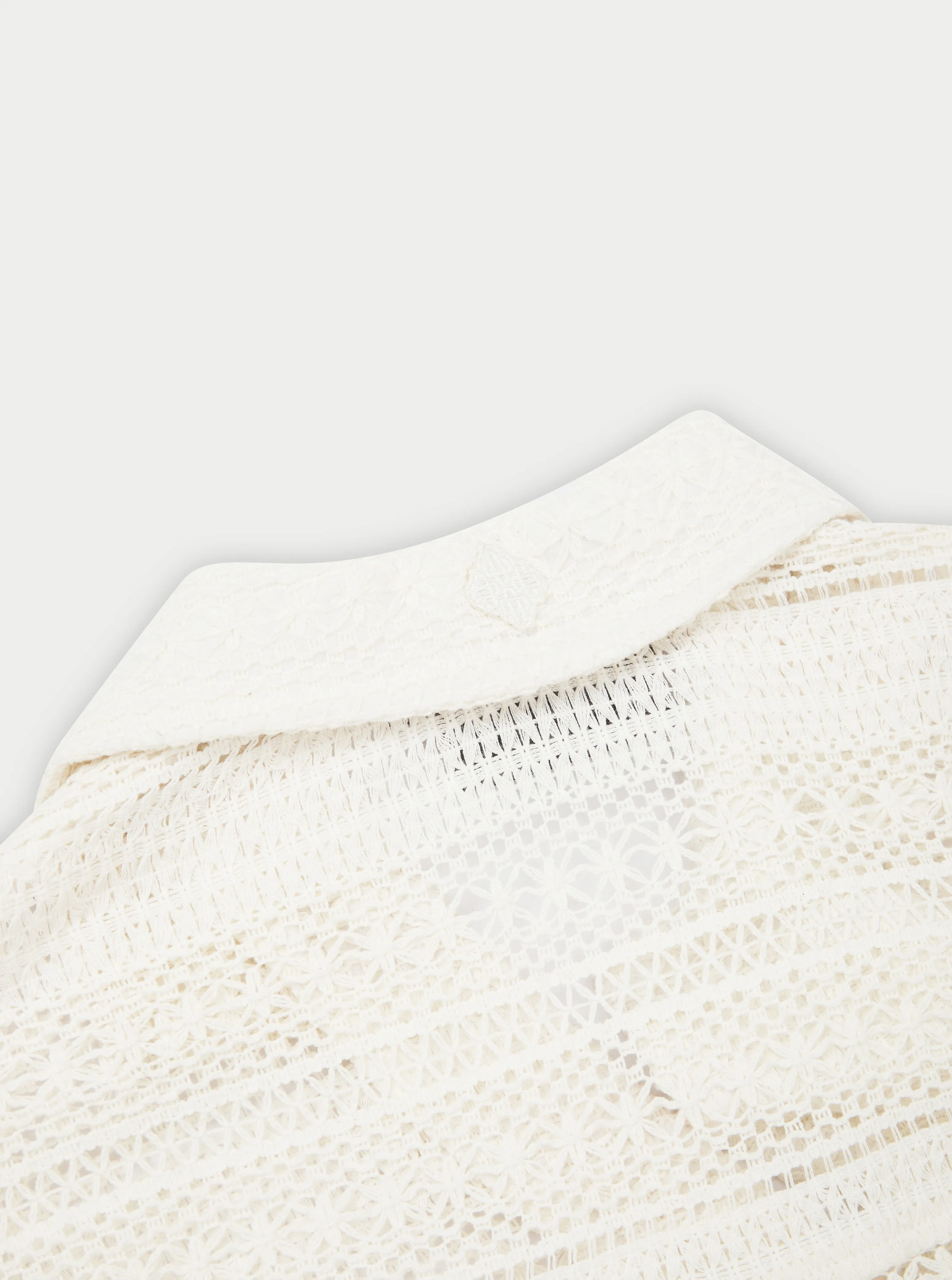 TEXTURED CROCHET SHIRT - OFF WHITE