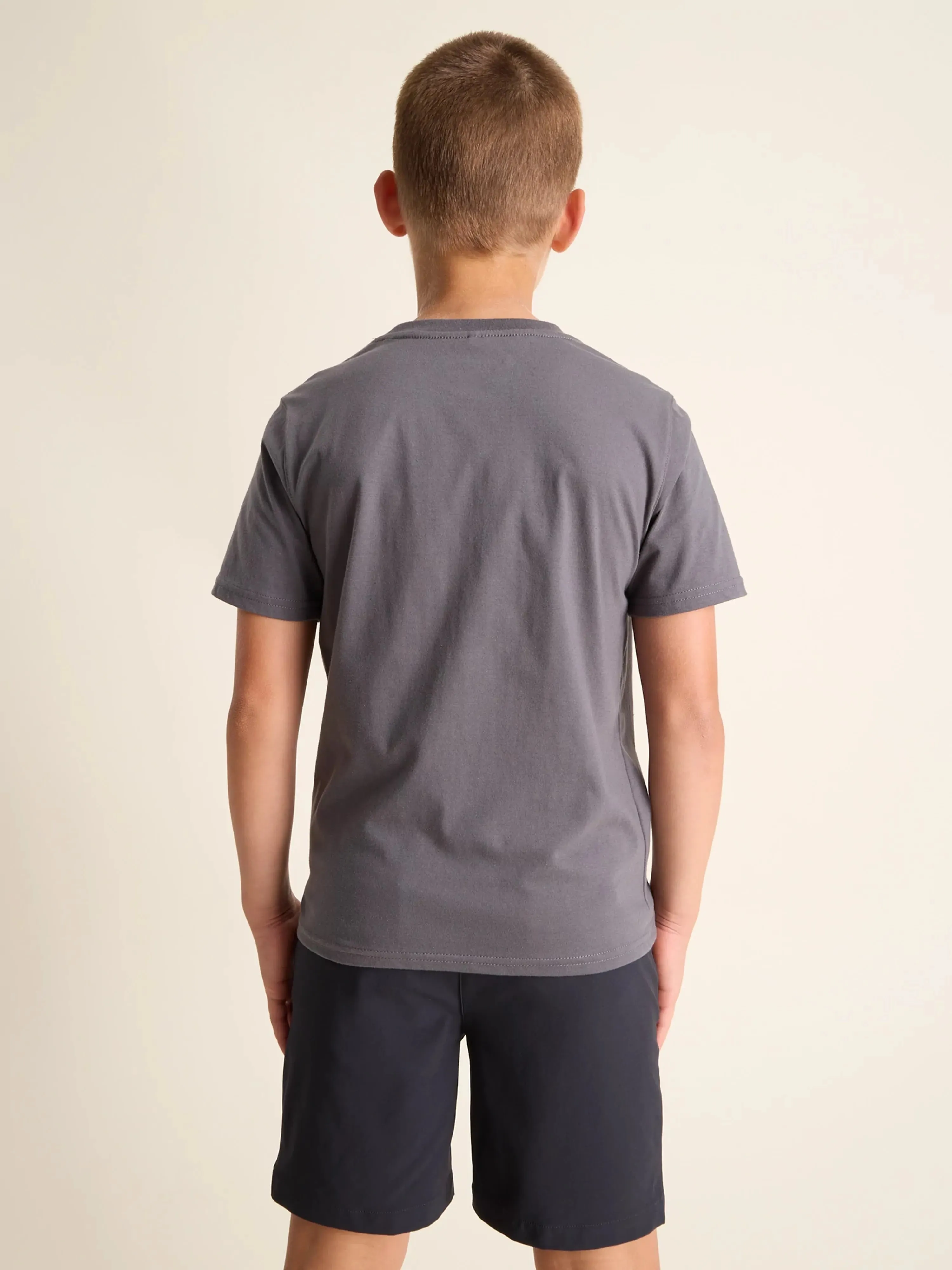 The 70's Sun, Palm & Wave (Boys Non Pocket T-Shirt) - Steel Grey