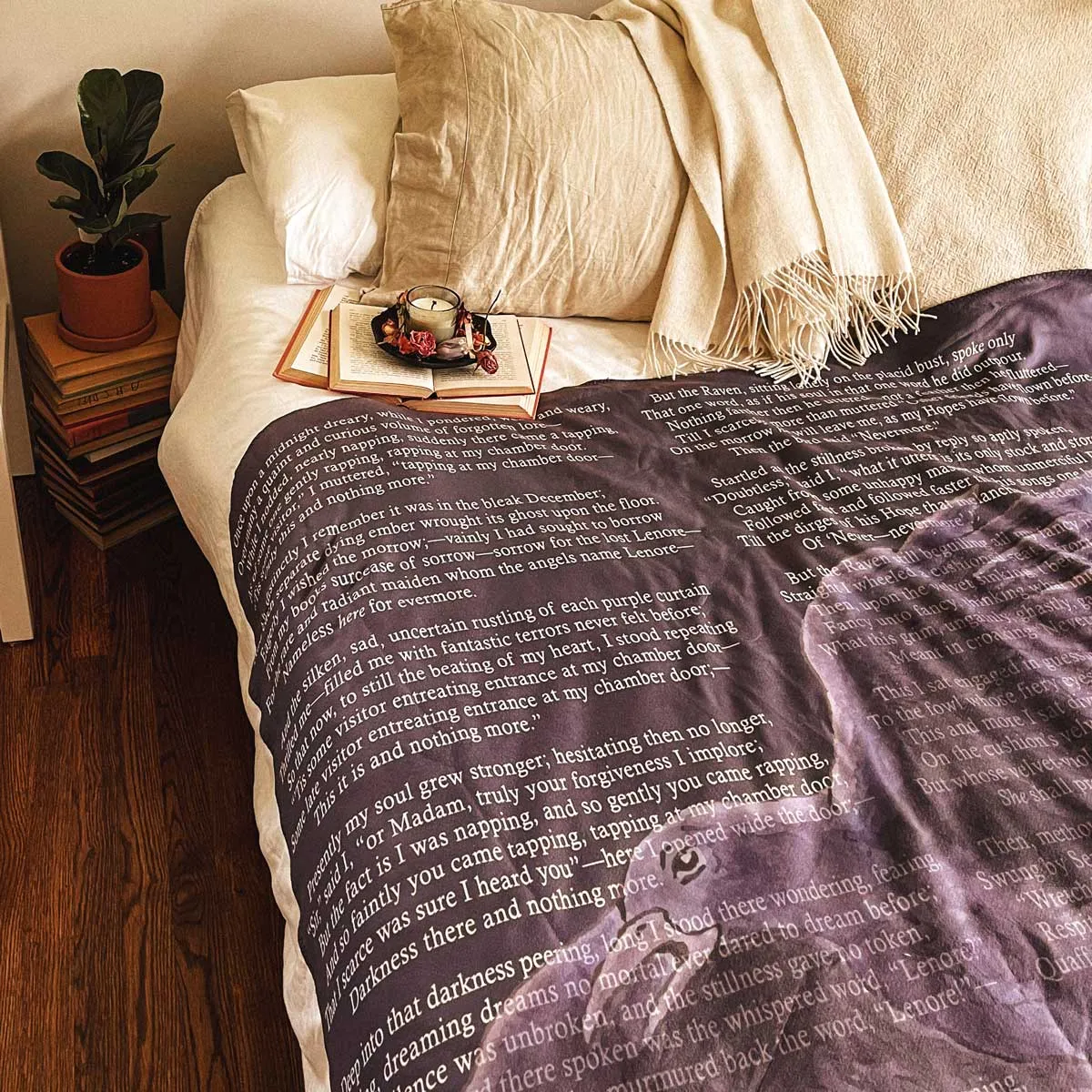 The Raven Sherpa Fleece Book Blanket