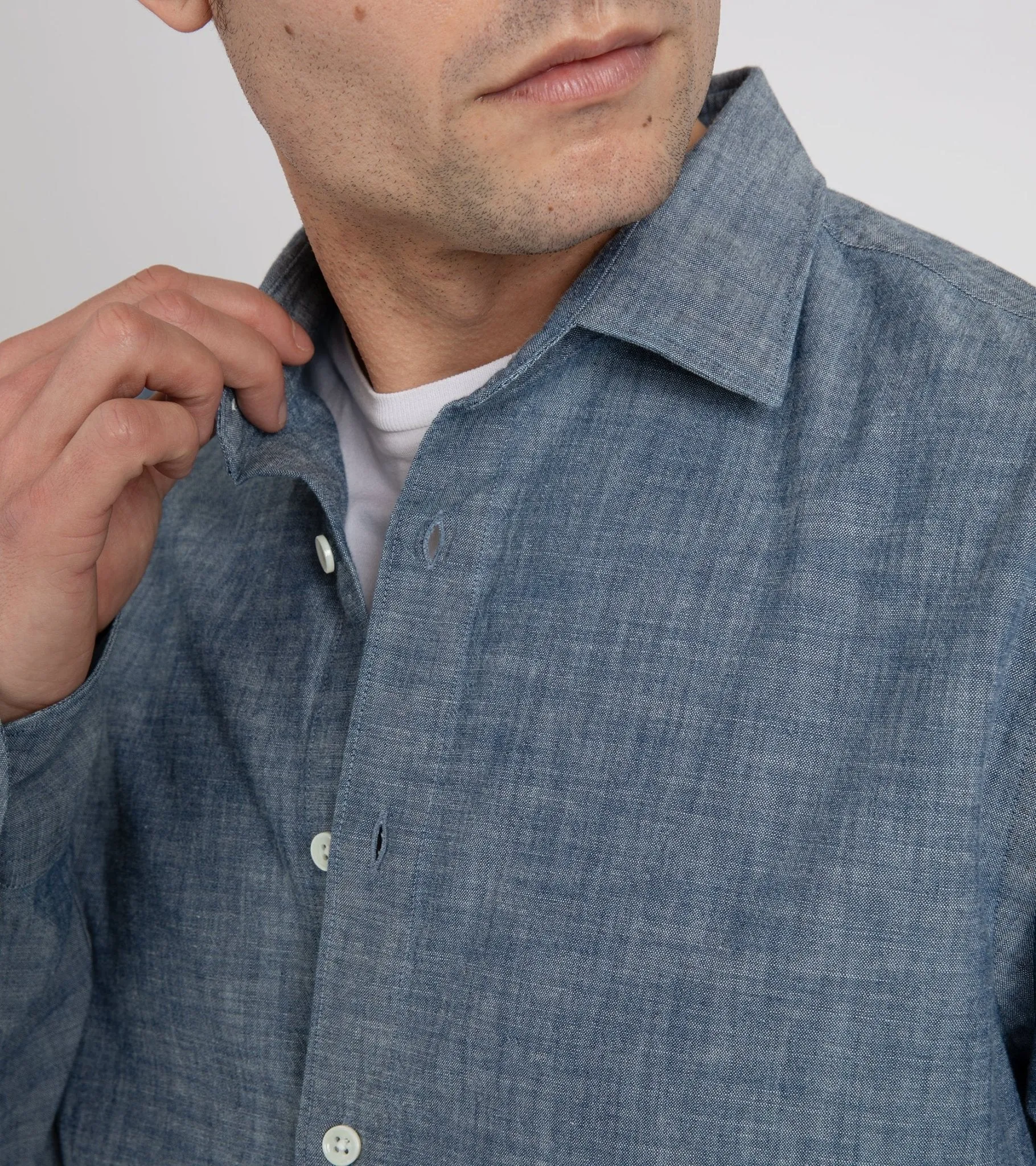 Trunk Austin Japanese Chambray Shirt: Dark Blue