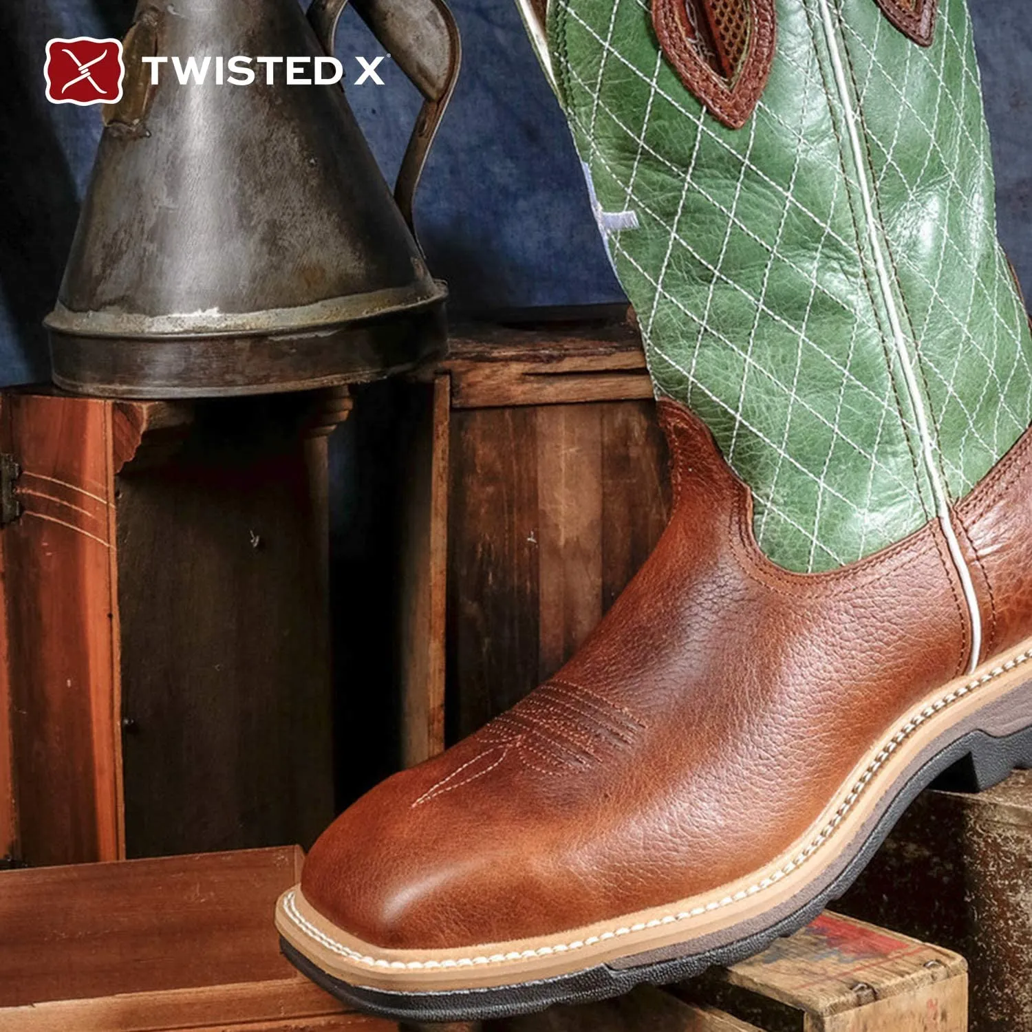 Twisted X Men's 12-Inch Lite Western Work Boot - Casual Full-Grain Leather Work Boots with Twisted X Molded Footbed for Extra Comfort - Moisture-Wicking Hard Construction Western Boots