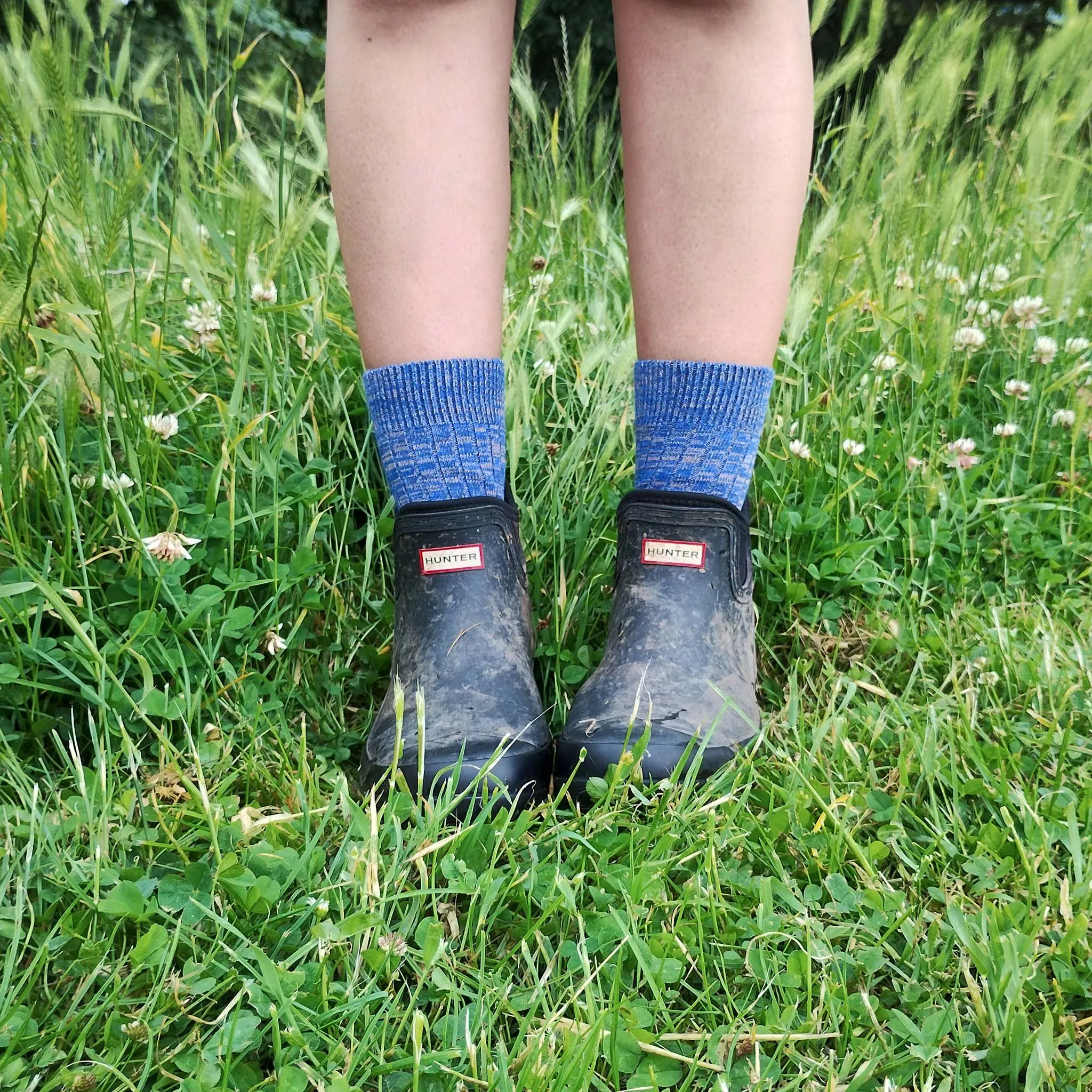 Unisex Organic Cotton Ribbed Ankle Socks - Blue Marl