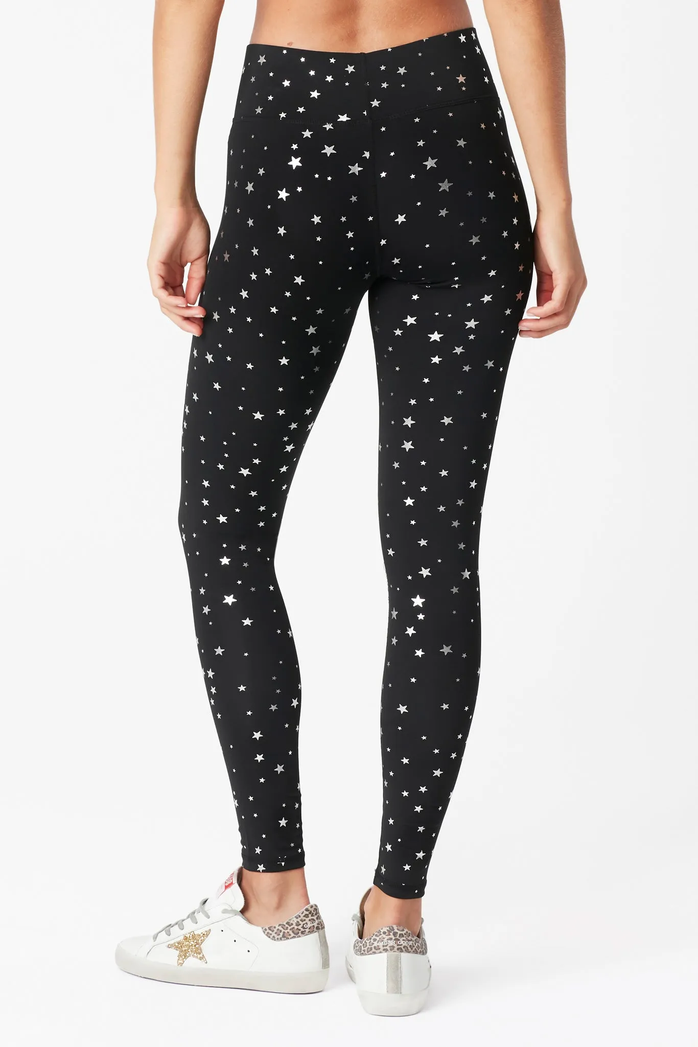 Uplift Leggings in Black Silver Mini Star Foil