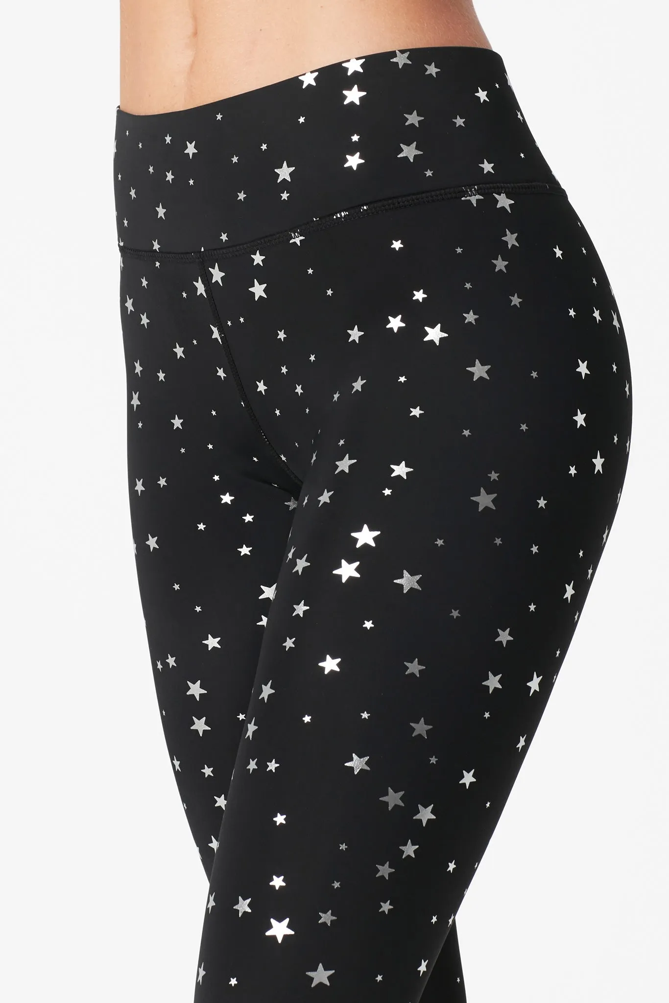 Uplift Leggings in Black Silver Mini Star Foil