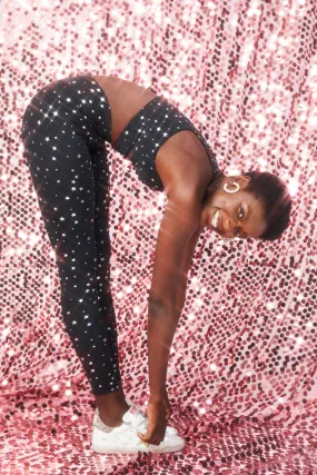 Uplift Leggings in Black Silver Mini Star Foil