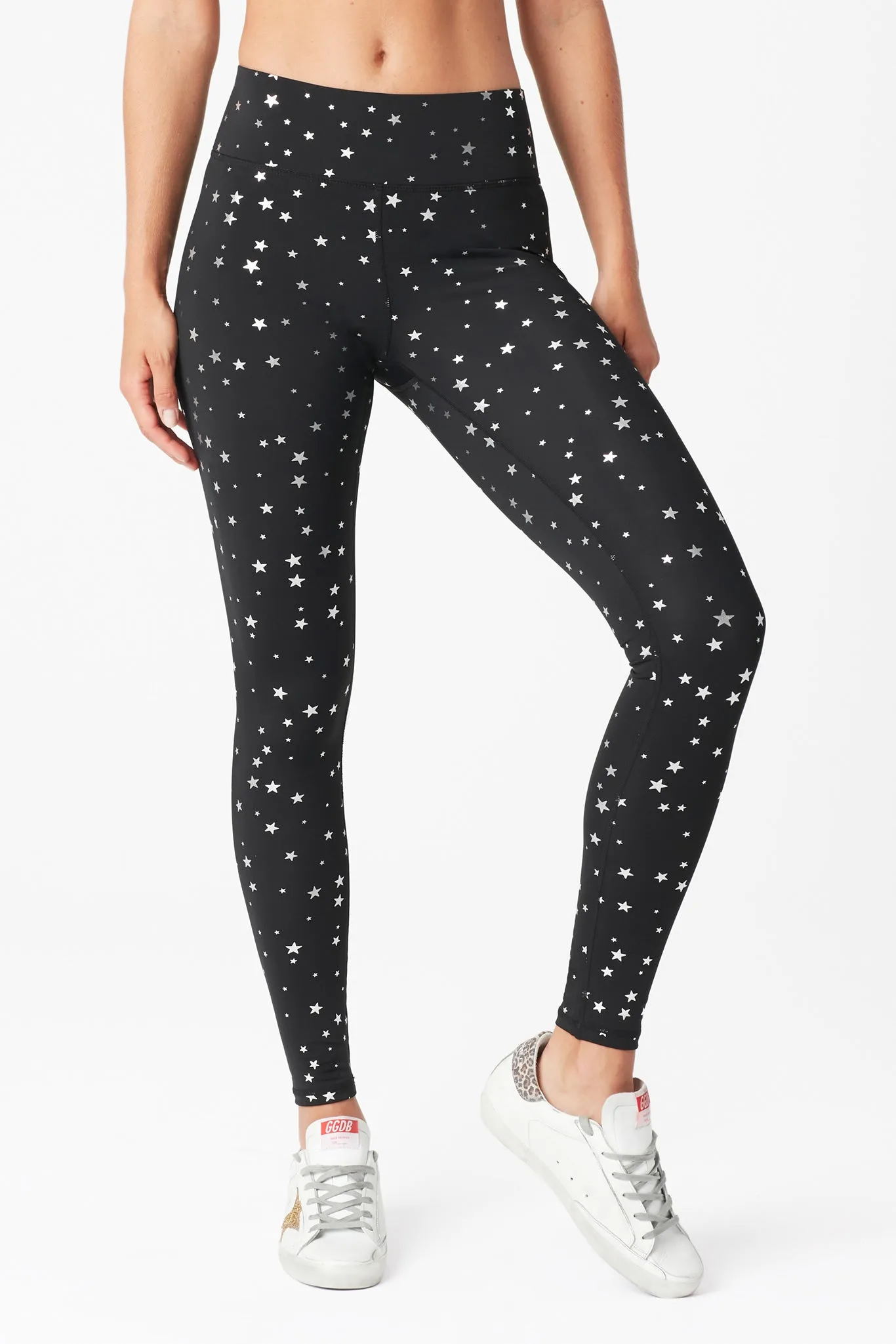 Uplift Leggings in Black Silver Mini Star Foil