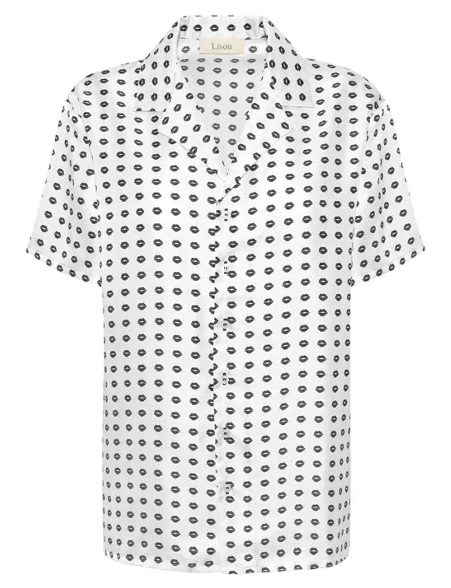 Victoire Unisex Silk Black Lip Print Shirt