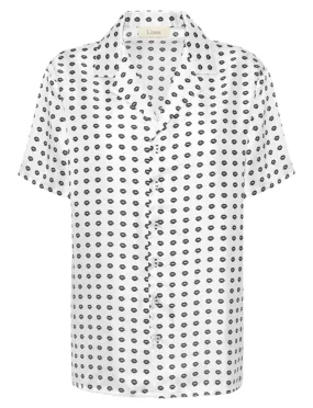 Victoire Unisex Silk Black Lip Print Shirt