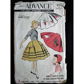 Vintage  Girls Poodle Skirt   Sewing Pattern Advance #8076 1950S