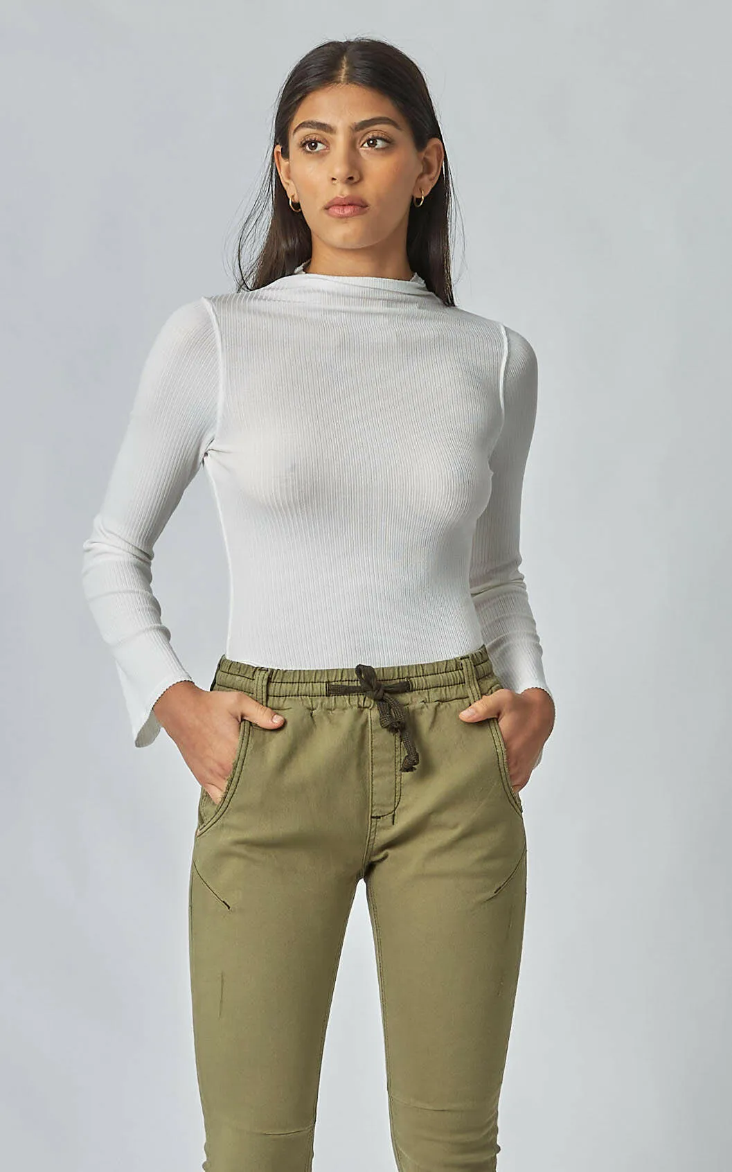 Wave Ivory High Neck Top