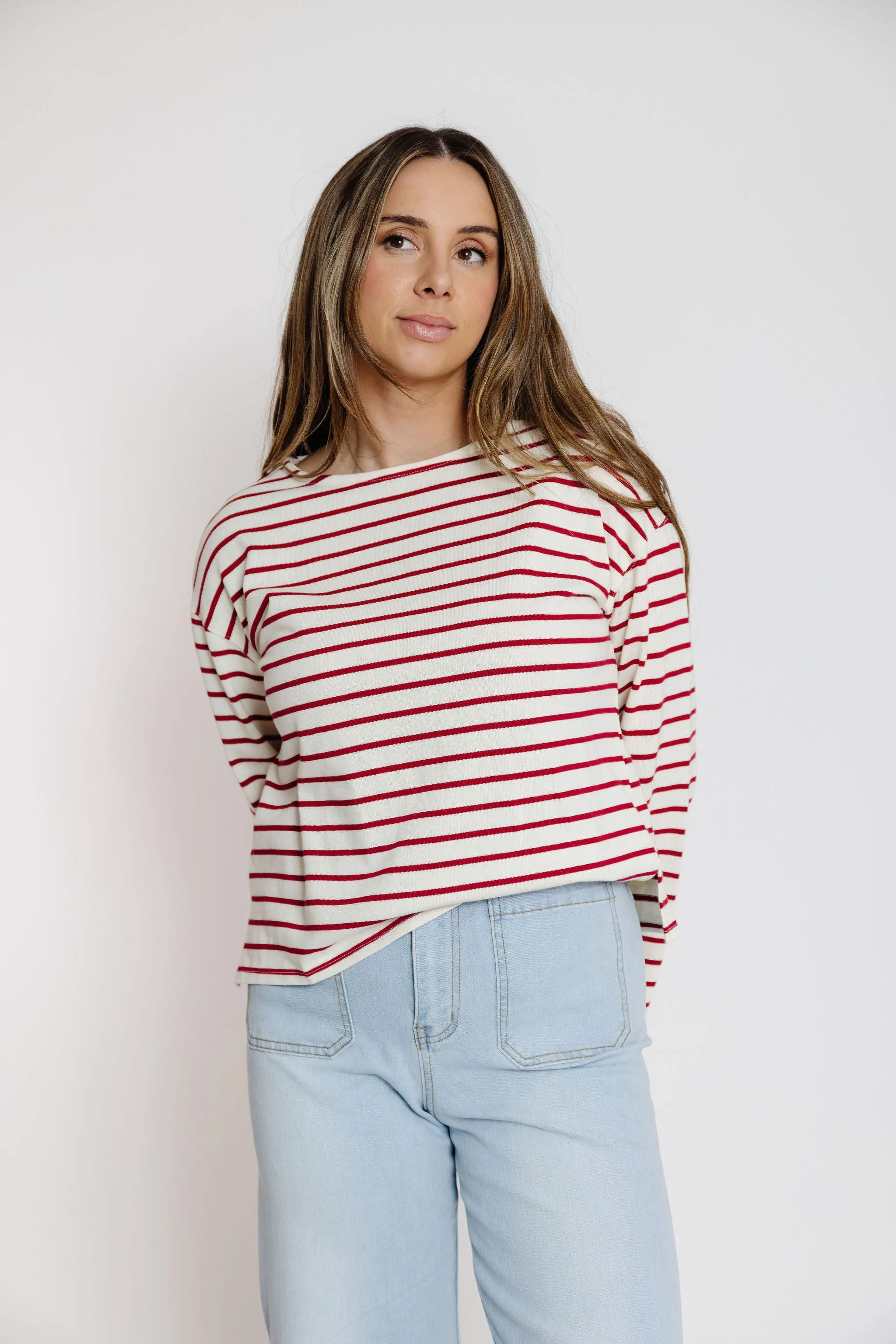 Whimsy Tee in White/Red