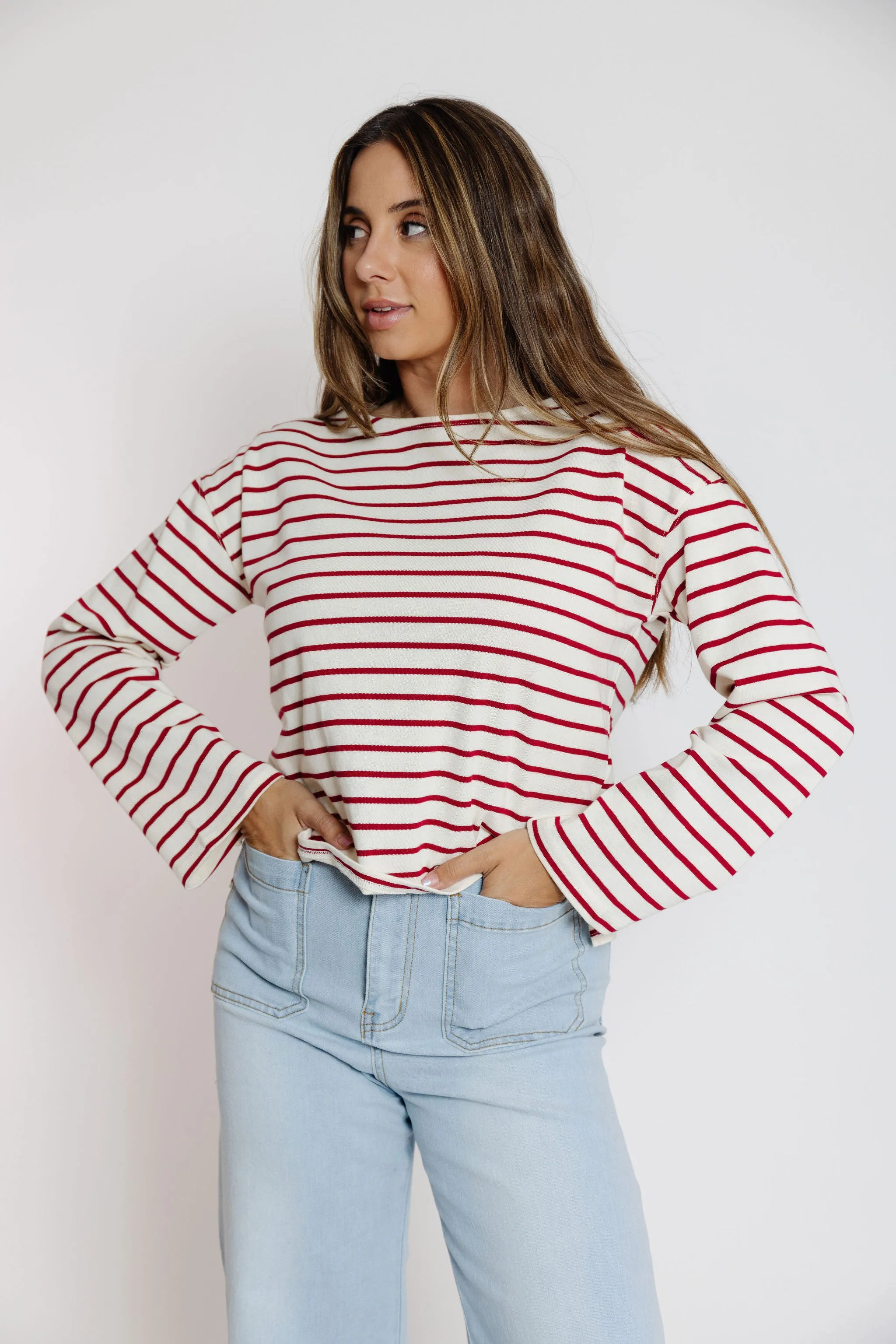 Whimsy Tee in White/Red