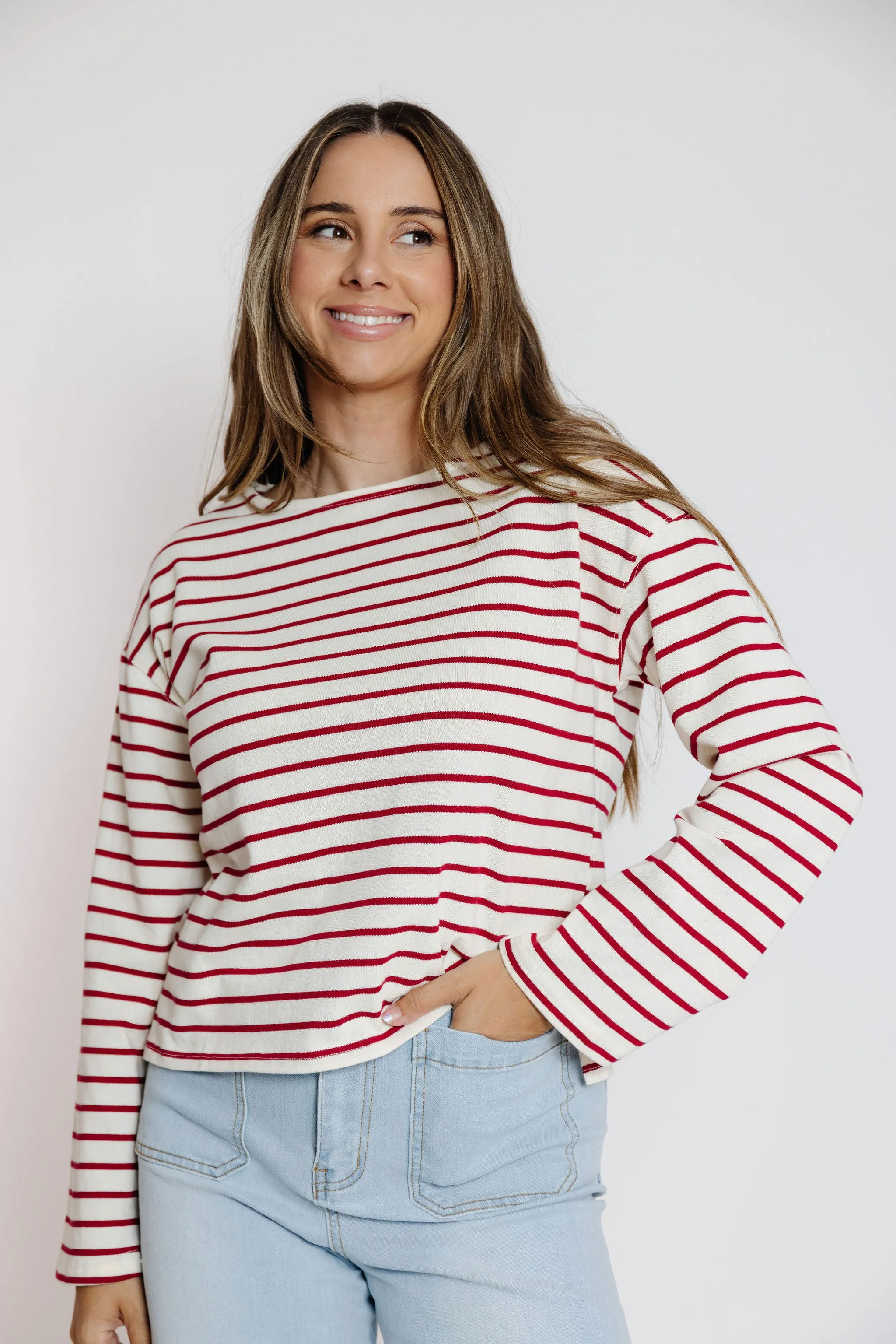 Whimsy Tee in White/Red