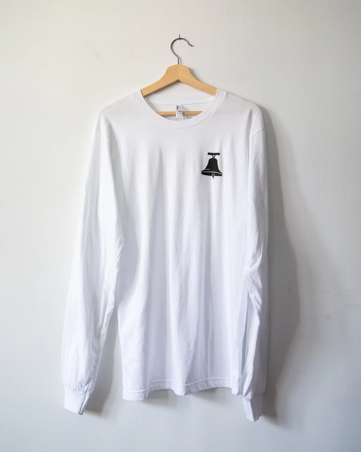 White Long Sleeve Tee with Bell Logo