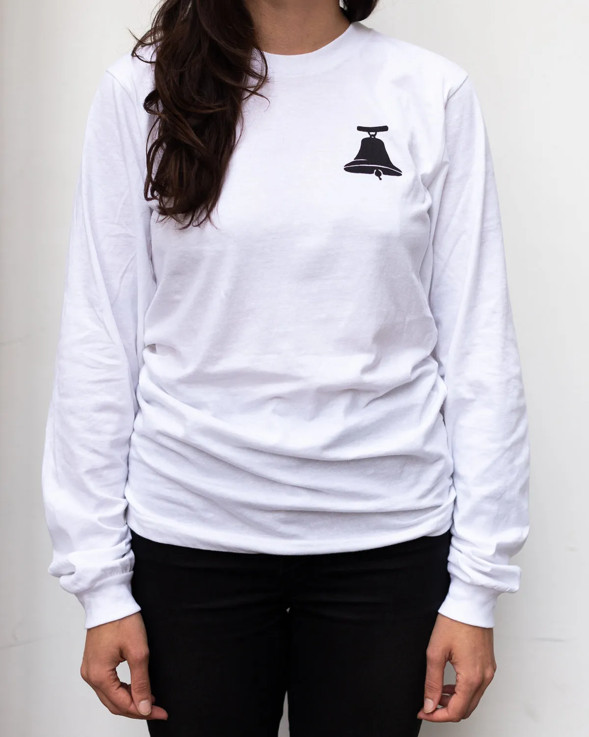 White Long Sleeve Tee with Bell Logo