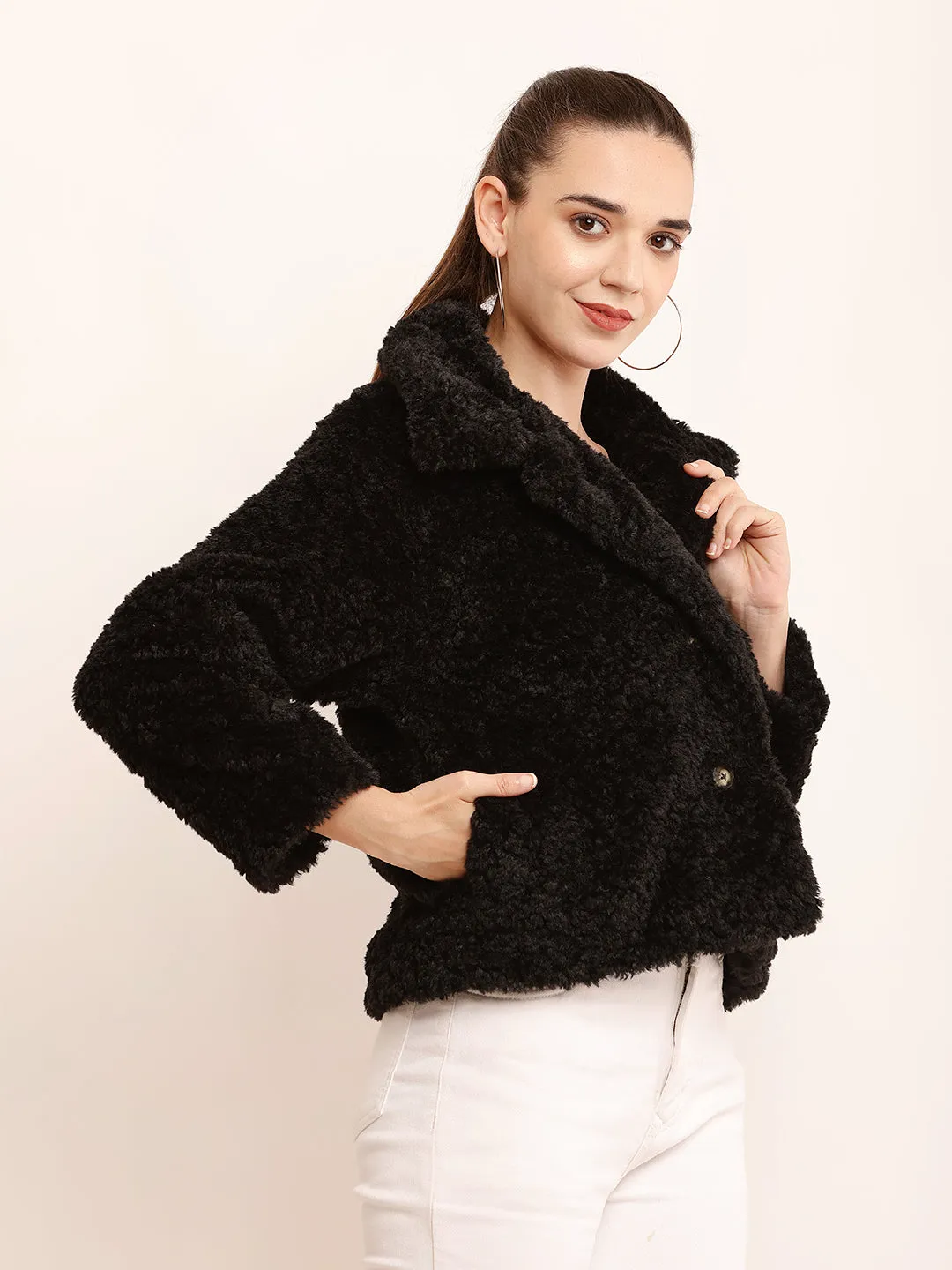 Women Black Faux Fur Jacket