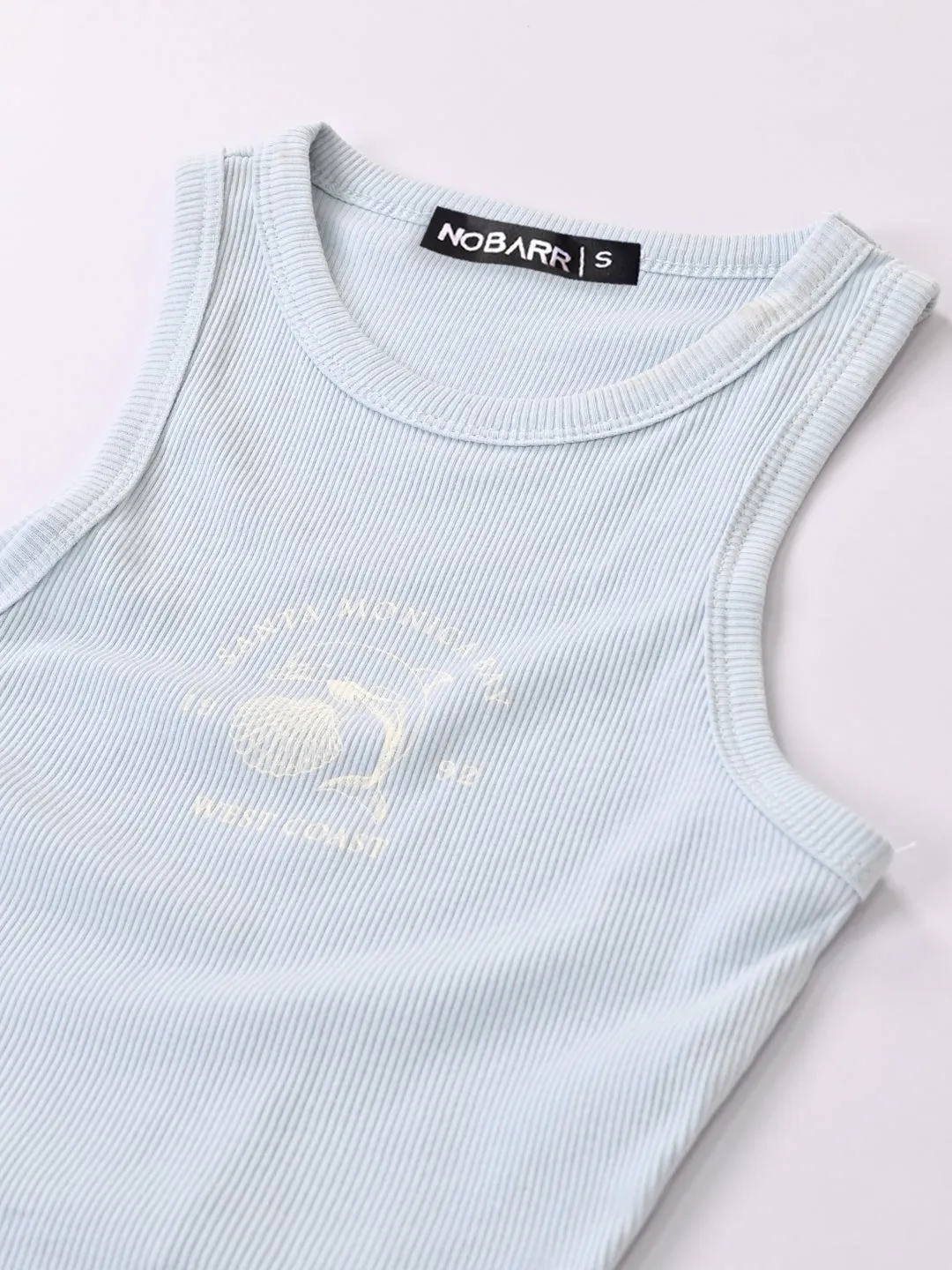 Women Light Blue Scoop Neck Tank