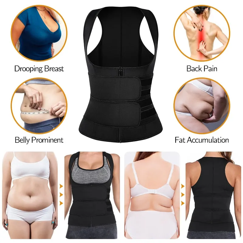 Women Waist Trainer Vest Corset Sauna Sweat Suit Compression Shirt Slimming Body Shaper Workout Tank Tops Weight Loss Shapewear