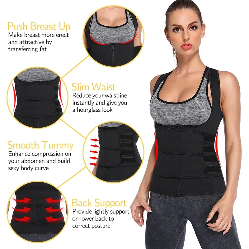 Women Waist Trainer Vest Corset Sauna Sweat Suit Compression Shirt Slimming Body Shaper Workout Tank Tops Weight Loss Shapewear