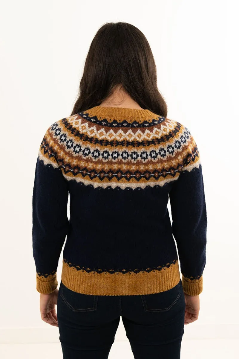 Womens Crathie Fair isle Cardigan - Navy