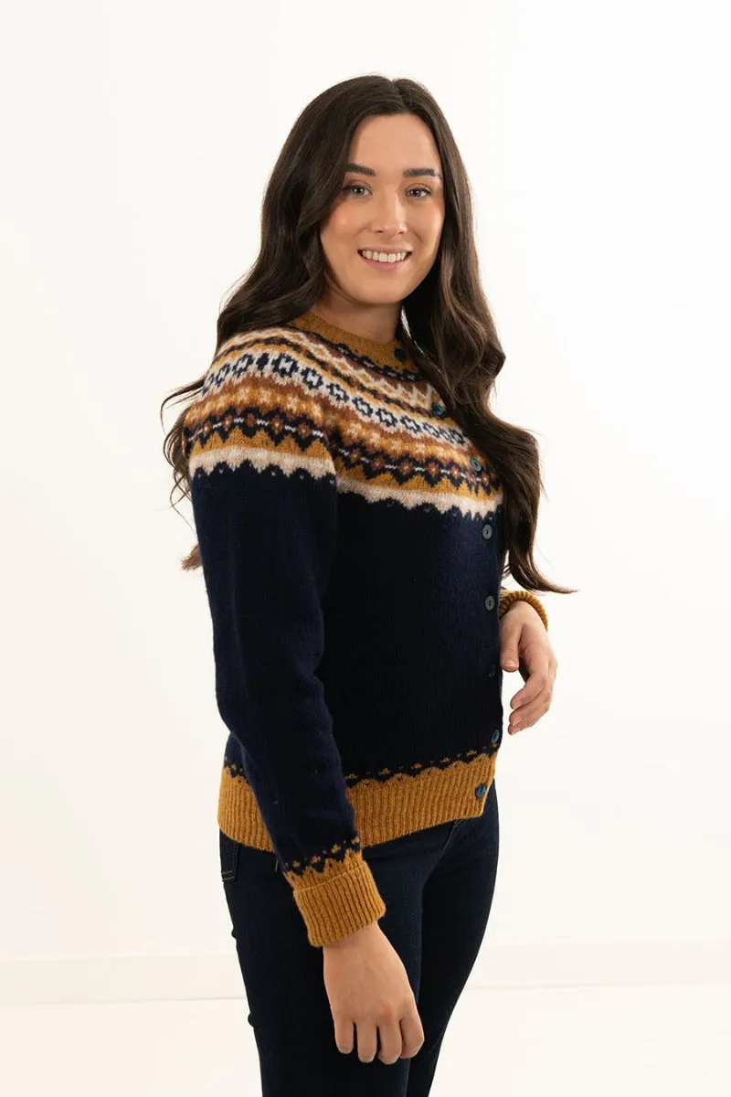 Womens Crathie Fair isle Cardigan - Navy