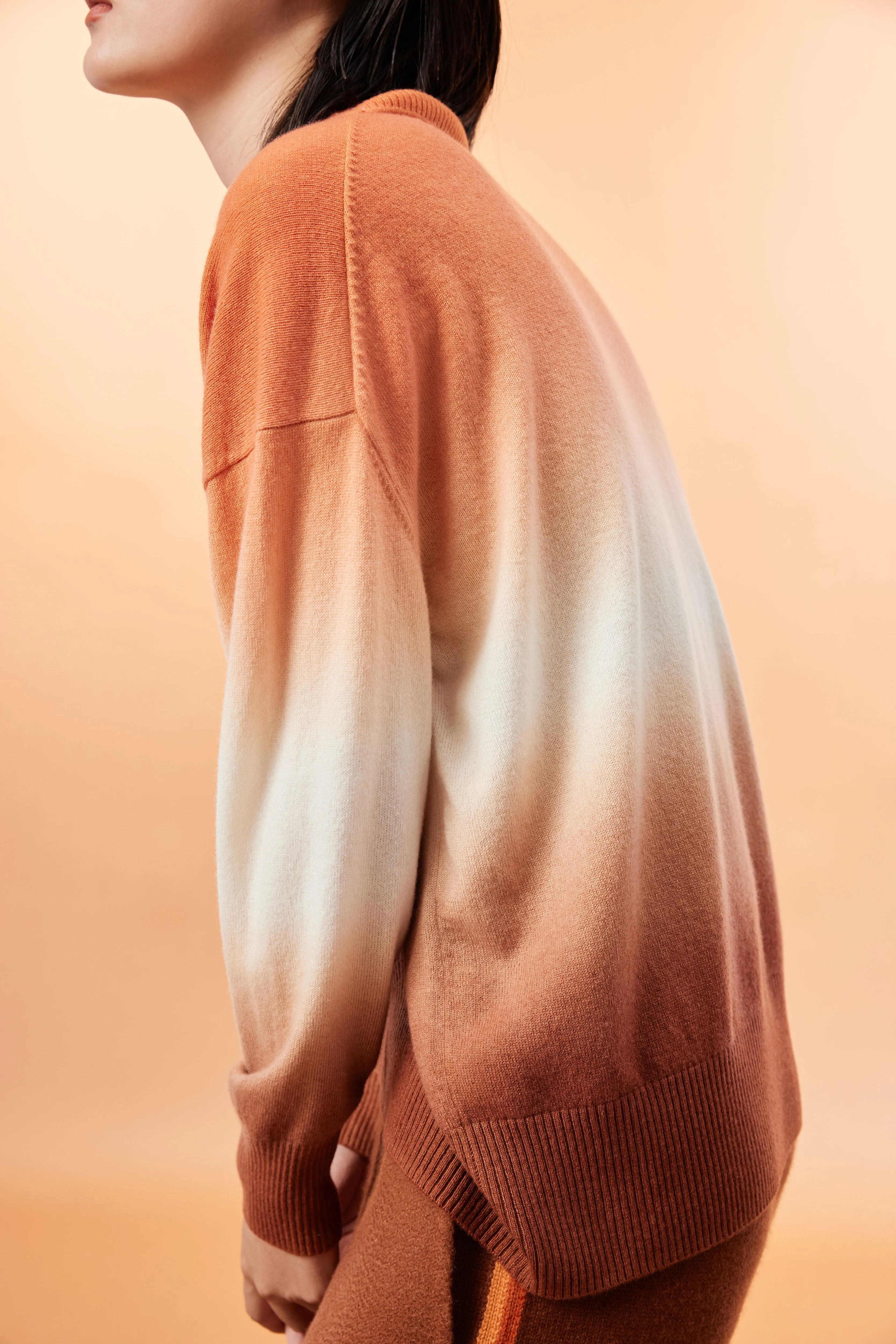 Women's dip-dyed knit cashmere top